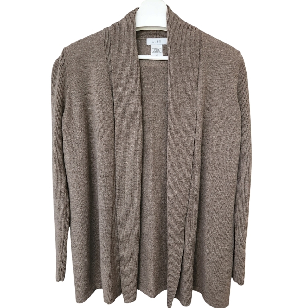 KATE HILL 100% merino wool brown cardigan size large